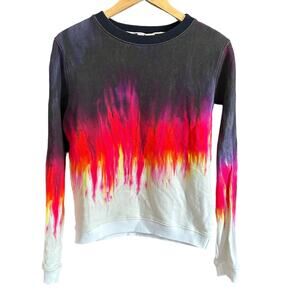 MSGM Black Red & White Maglia Tie Dye Flame French Terry Sweatshirt  Extra Small